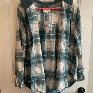 American eagle hooded flannel medium